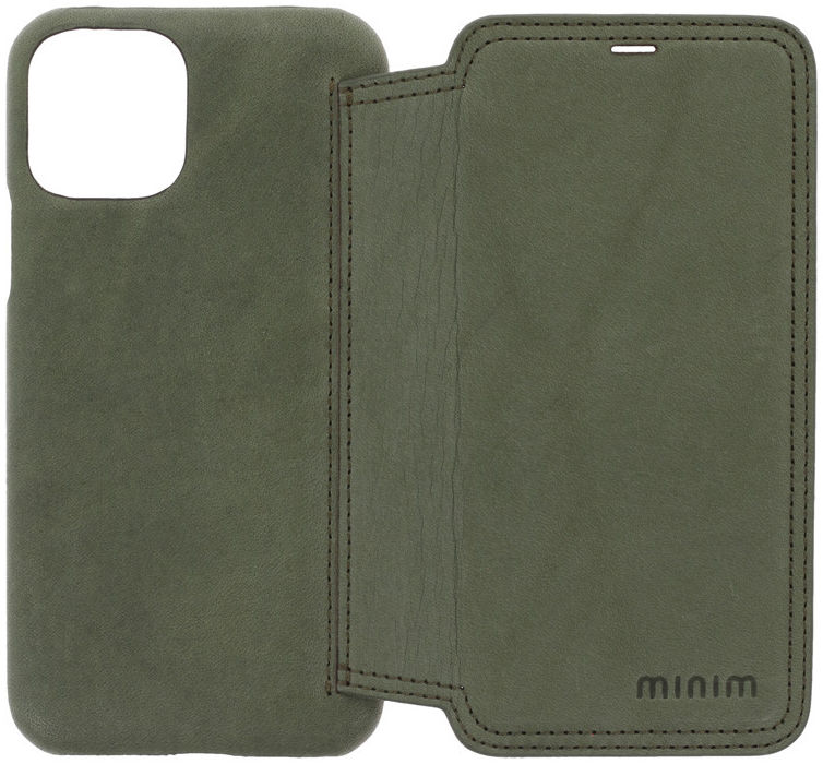 Minim Apple iPhone 11 Pro Hoesje Echt Leer Book Case Groen afbeelding 4
