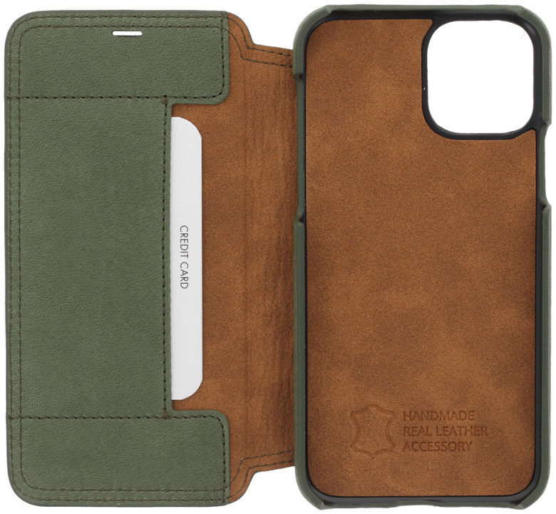 Minim Apple iPhone 11 Pro Hoesje Echt Leer Book Case Groen afbeelding 5