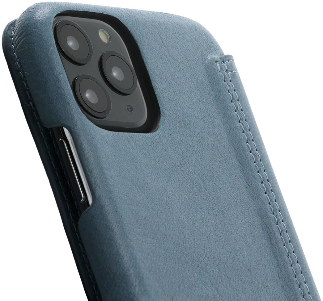 Minim Apple iPhone 11 Pro Hoesje Echt Leer Book Case Licht Blauw afbeelding 2