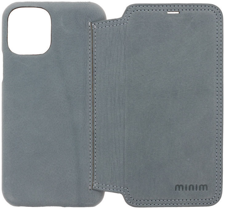 Minim Apple iPhone 11 Pro Hoesje Echt Leer Book Case Licht Blauw afbeelding 4