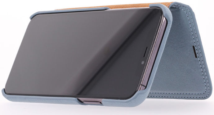 Minim Apple iPhone 11 Pro Hoesje Echt Leer Book Case Licht Blauw afbeelding 6