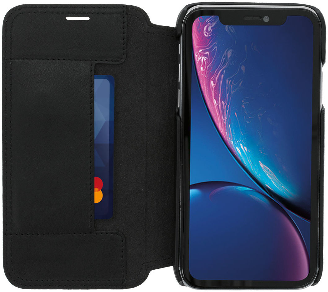 Minim Apple iPhone XR Hoesje Echt Leer Book Case Zwart afbeelding 1