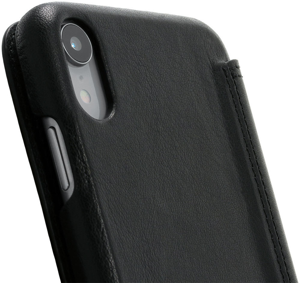 Minim Apple iPhone XR Hoesje Echt Leer Book Case Zwart afbeelding 2