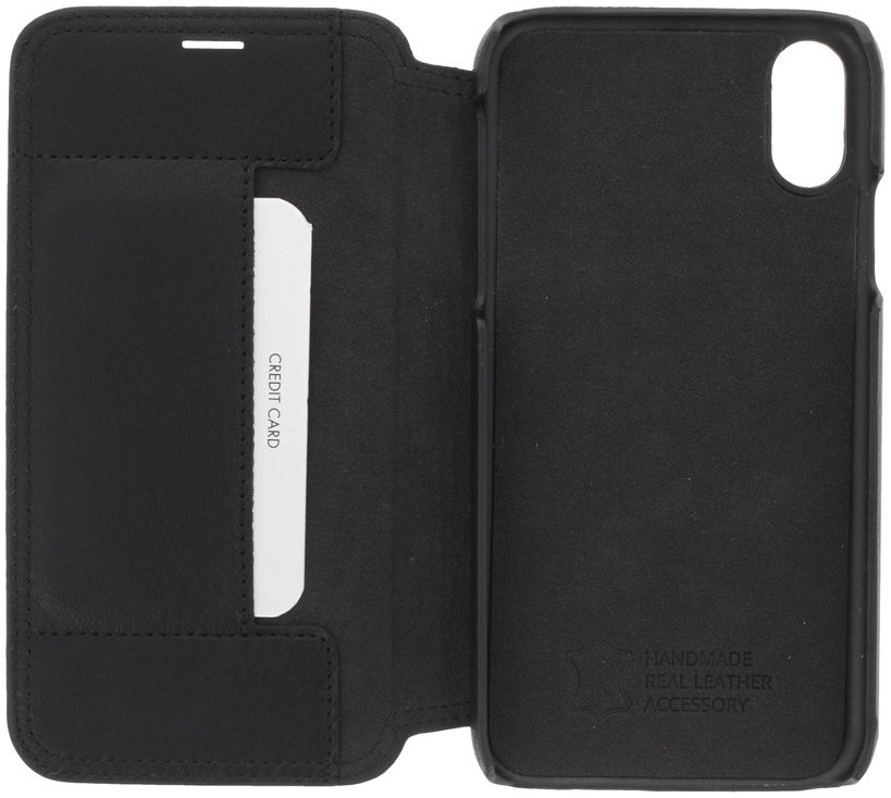 Minim Apple iPhone XR Hoesje Echt Leer Book Case Zwart afbeelding 4