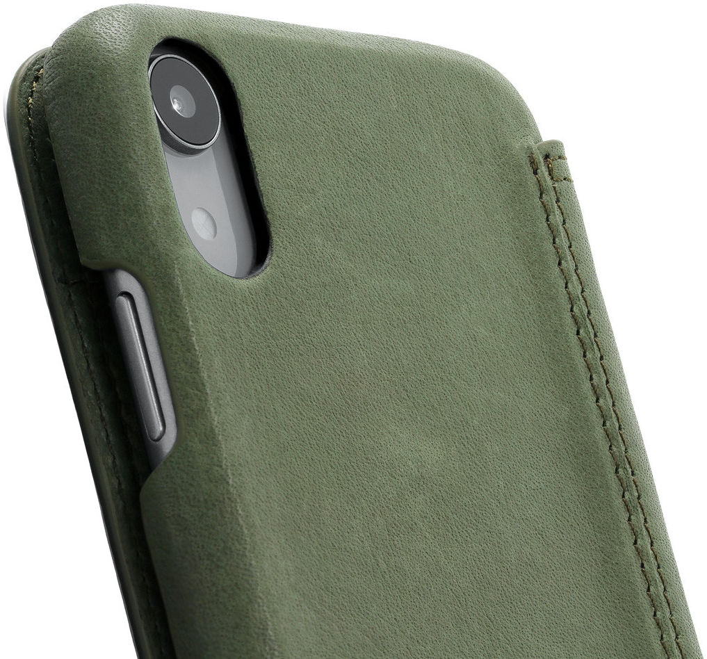 Minim Apple iPhone XR Hoesje Echt Leer Book Case Groen afbeelding 2