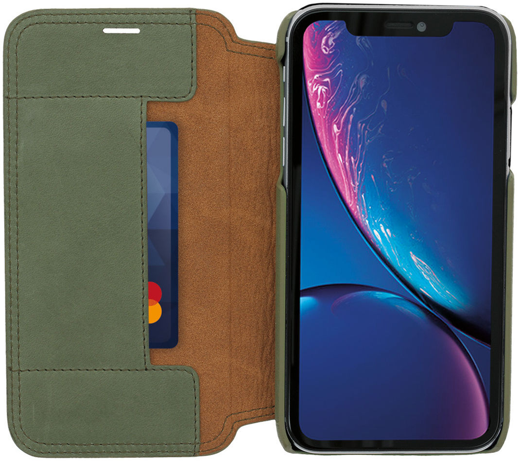 Minim Apple iPhone XR Hoesje Echt Leer Book Case Groen afbeelding 1