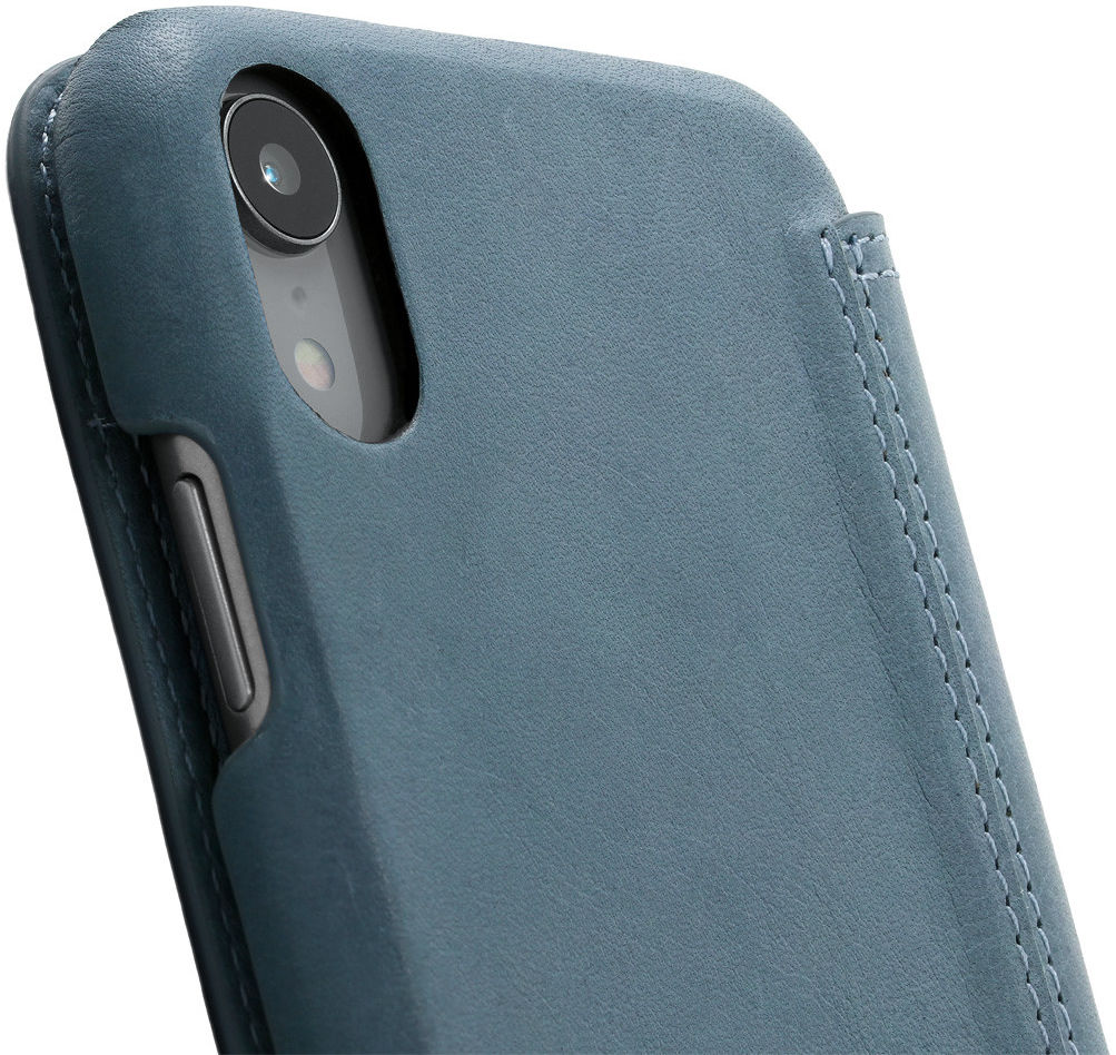 Minim Apple iPhone XR Hoesje Echt Leer Book Case Blauw afbeelding 2