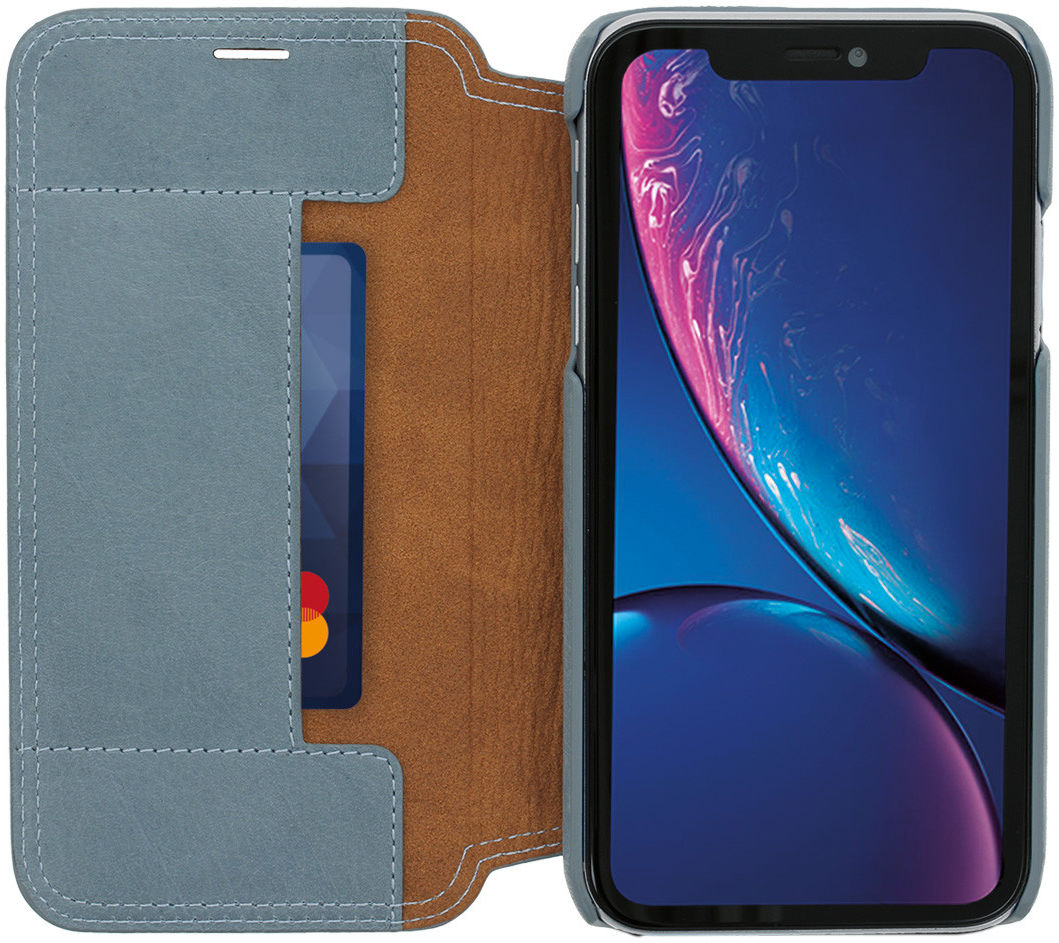Minim Apple iPhone XR Hoesje Echt Leer Book Case Blauw afbeelding 1