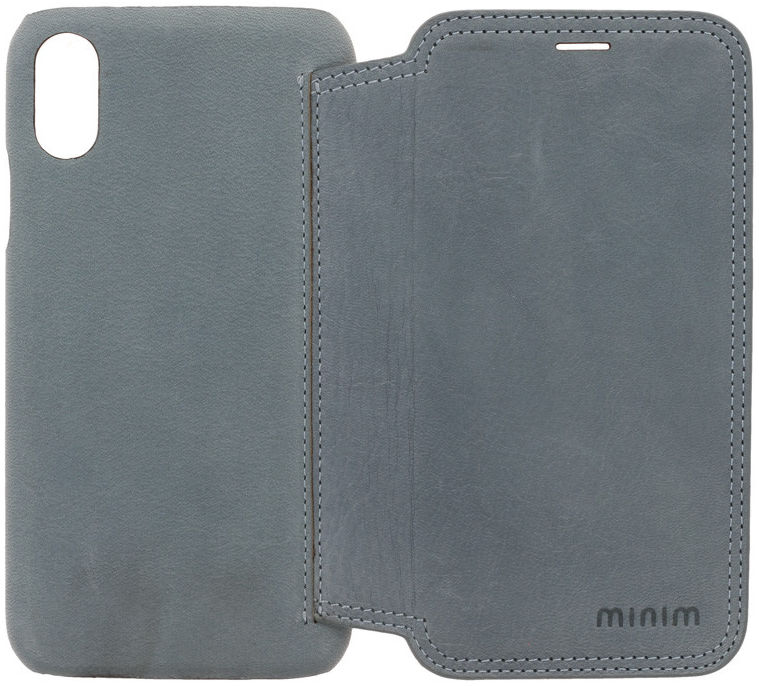 Minim Apple iPhone XR Hoesje Echt Leer Book Case Blauw afbeelding 4