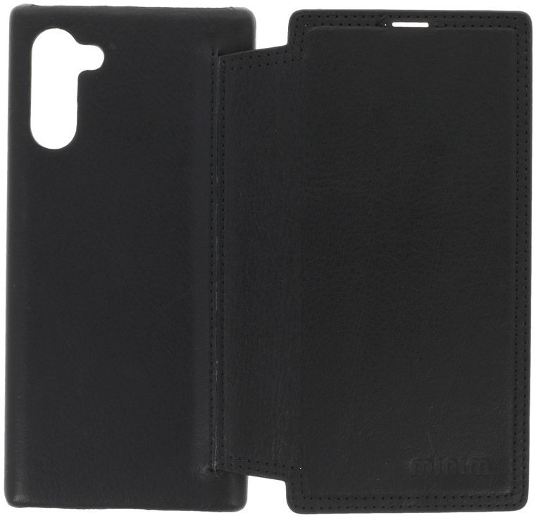 Minim Samsung Galaxy Note 10 Hoesje Echt Leer Book Case Zwart afbeelding 5
