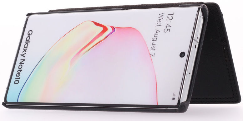 Minim Samsung Galaxy Note 10 Hoesje Echt Leer Book Case Zwart afbeelding 6