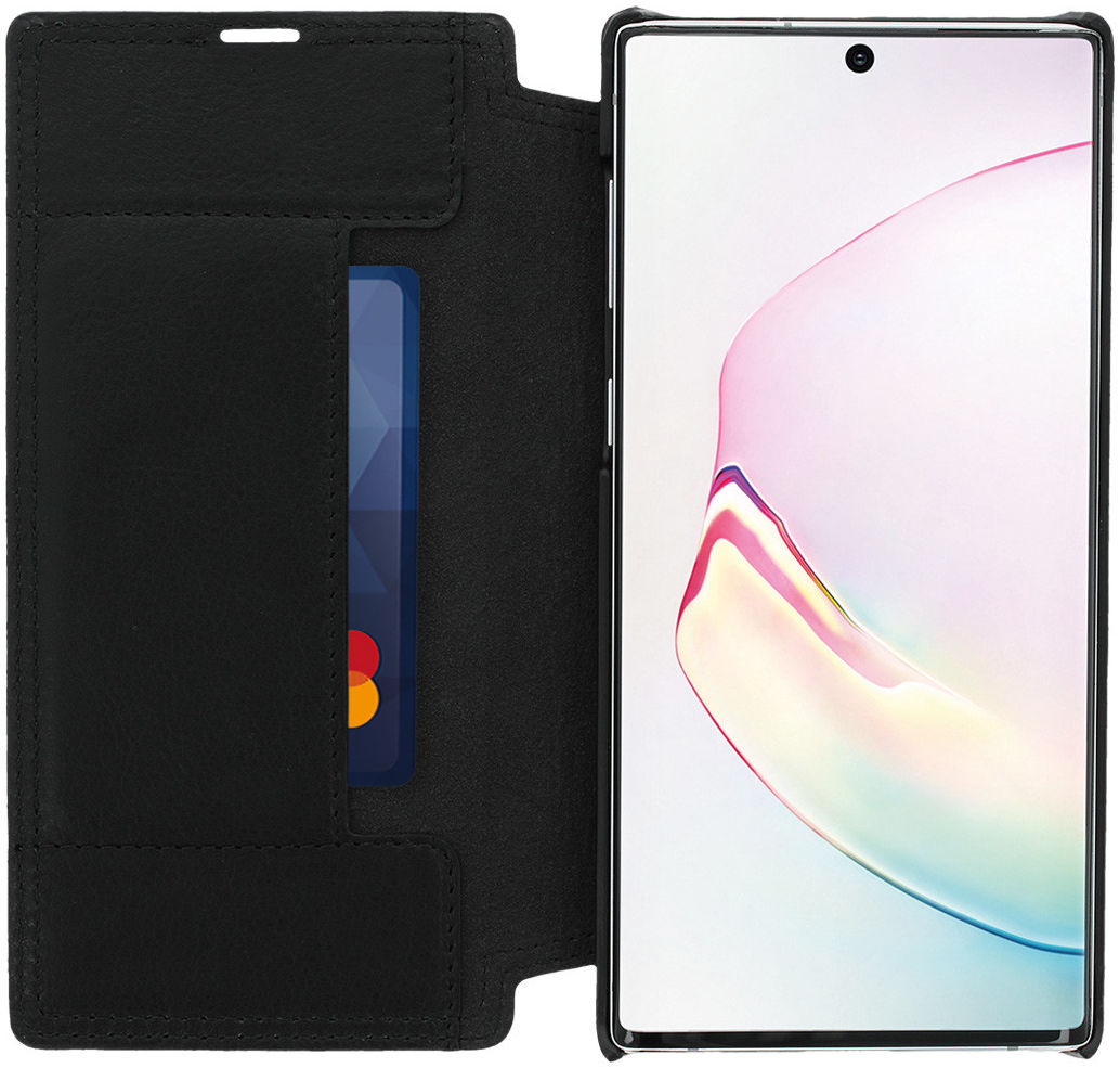 Minim Samsung Galaxy Note 10 Hoesje Echt Leer Book Case Zwart afbeelding 1