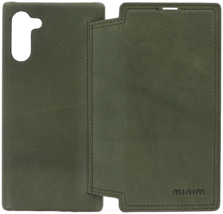 Minim Samsung Galaxy Note 10 Hoesje Echt Leer Book Case Groen afbeelding 5