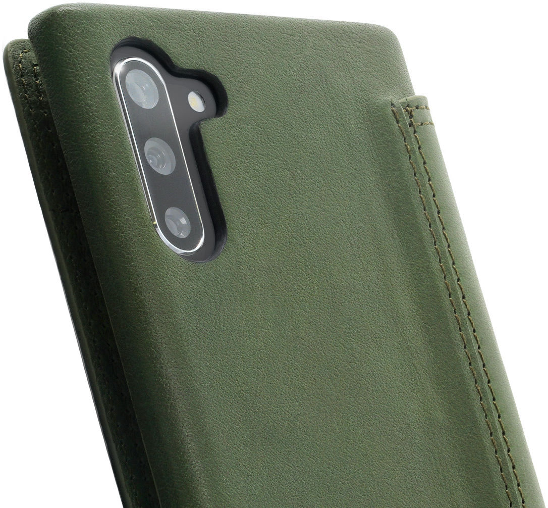 Minim Samsung Galaxy Note 10 Hoesje Echt Leer Book Case Groen afbeelding 2