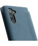 Minim Samsung Galaxy Note 10 Hoesje Echt Leer Book Case Blauw