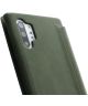 Minim Samsung Galaxy Note 10+ Hoesje Echt Leer Book Case Groen