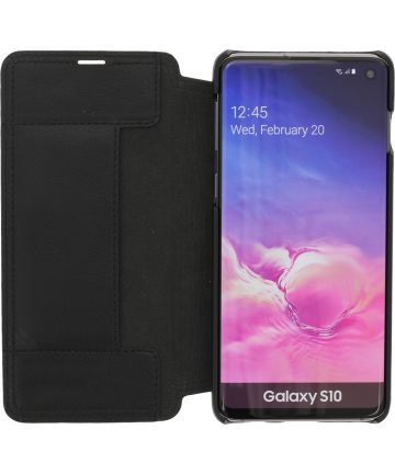 Minim Samsung Galaxy S10 Hoesje Echt Leer Book Case Zwart Hoesjes