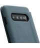 Minim Samsung Galaxy S10 Hoesje Echt Leer Book Case Blauw