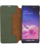 Minim Samsung Galaxy S10+ Hoesje Echt Leer Book Case Groen