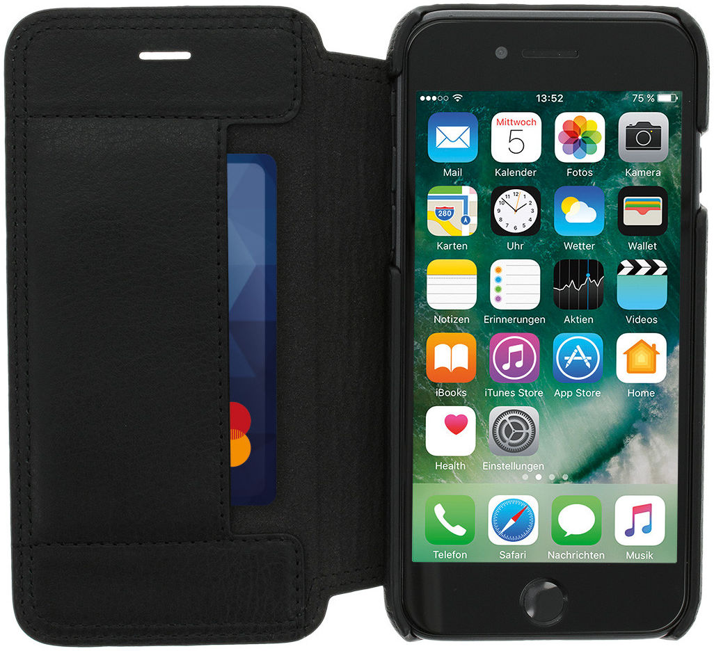 Minim iPhone SE (2020/2022) / 8 / 7 Hoesje Echt Leer Book Case Zwart afbeelding 1