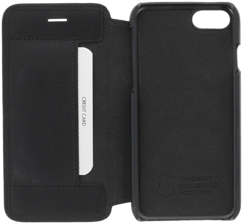 Minim iPhone SE (2020/2022) / 8 / 7 Hoesje Echt Leer Book Case Zwart afbeelding 5