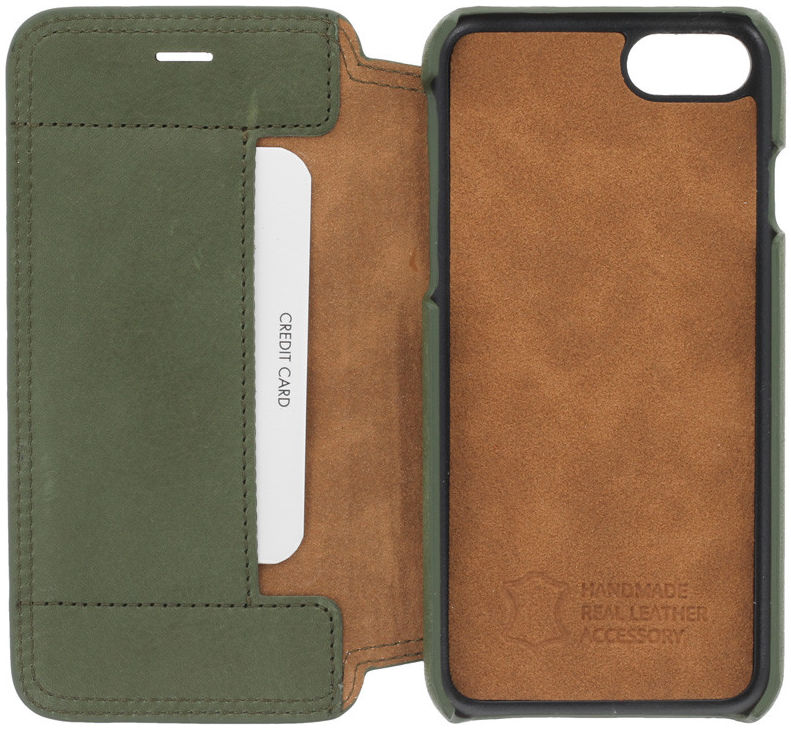 Minim iPhone SE (2020/2022) / 8 / 7 Hoesje Echt Leer Book Case Groen afbeelding 5