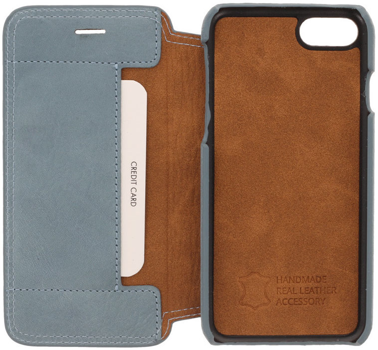 Minim iPhone SE (2020/2022) / 8 / 7 Hoesje Echt Leer Book Case Blauw afbeelding 5