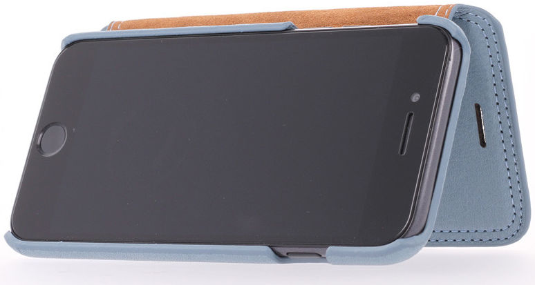Minim iPhone SE (2020/2022) / 8 / 7 Hoesje Echt Leer Book Case Blauw afbeelding 4