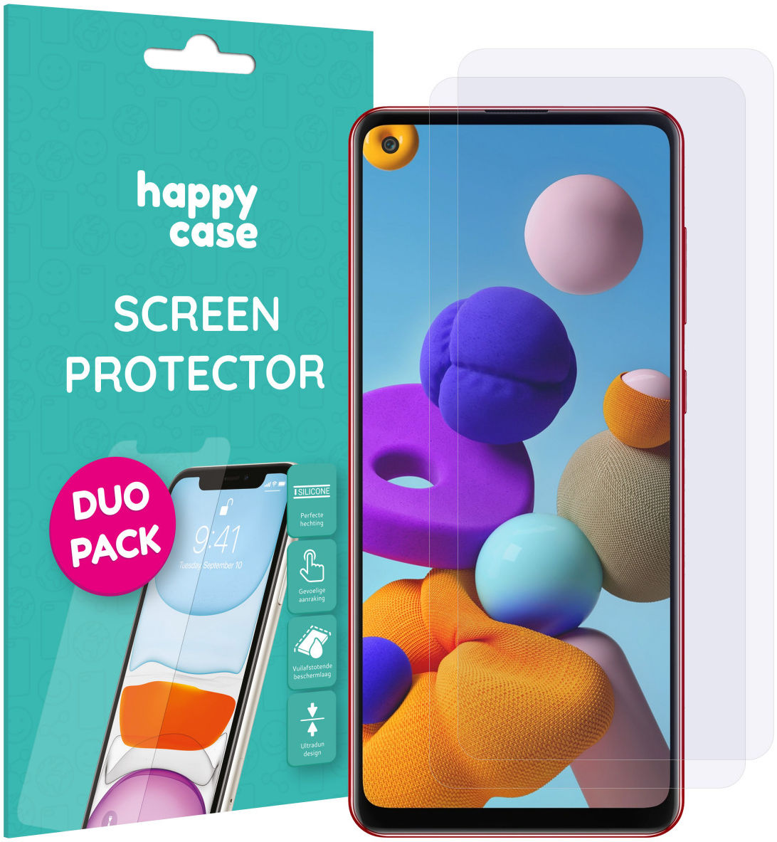 HappyCase Samsung Galaxy A21s Ultra Clear Screen Protector Duo Pack