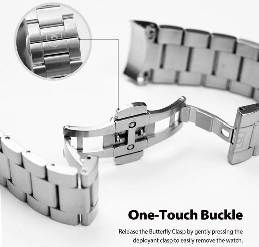 Ringke Metal Universeel Smartwatch 22MM Bandje Roestvrij Staal Zilver afbeelding 5