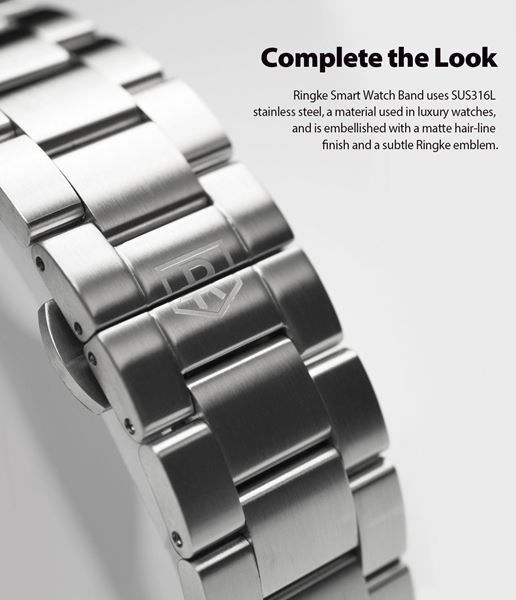 Ringke Metal Universeel Smartwatch 22MM Bandje Roestvrij Staal Zilver afbeelding 6