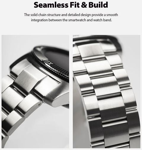 Ringke Metal Universeel Smartwatch 22MM Bandje Roestvrij Staal Zilver afbeelding 8