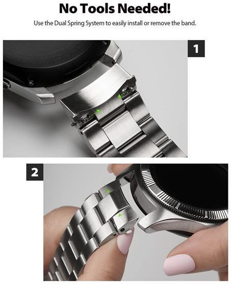 Ringke Metal Universeel Smartwatch 22MM Bandje Roestvrij Staal Zilver afbeelding 9