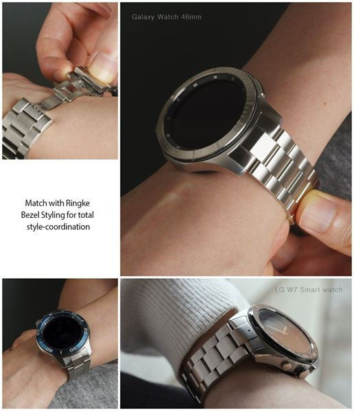 Ringke Metal Universeel Smartwatch 22MM Bandje Roestvrij Staal Zilver afbeelding 10