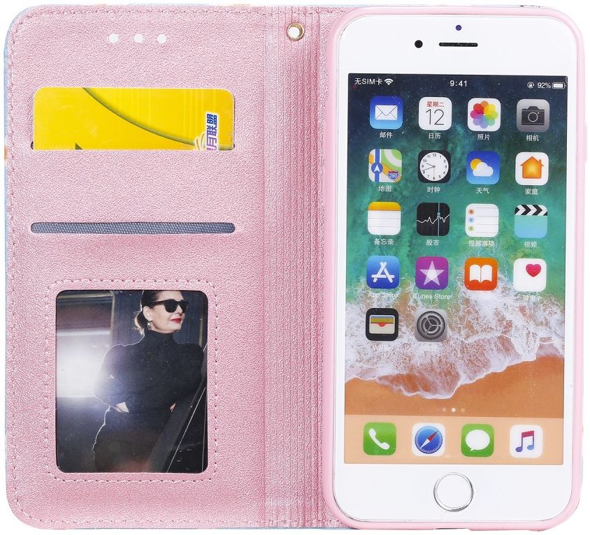 Apple iPhone 7 / 8 /SE 2020 Hoesje Portemonnee Hoesje Bloemen Blauw afbeelding 3