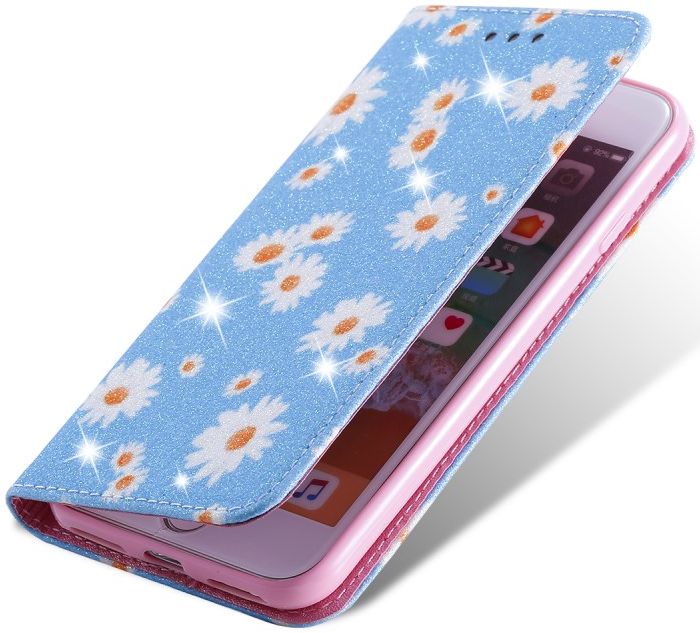 Apple iPhone 7 / 8 /SE 2020 Hoesje Portemonnee Hoesje Bloemen Blauw afbeelding 1