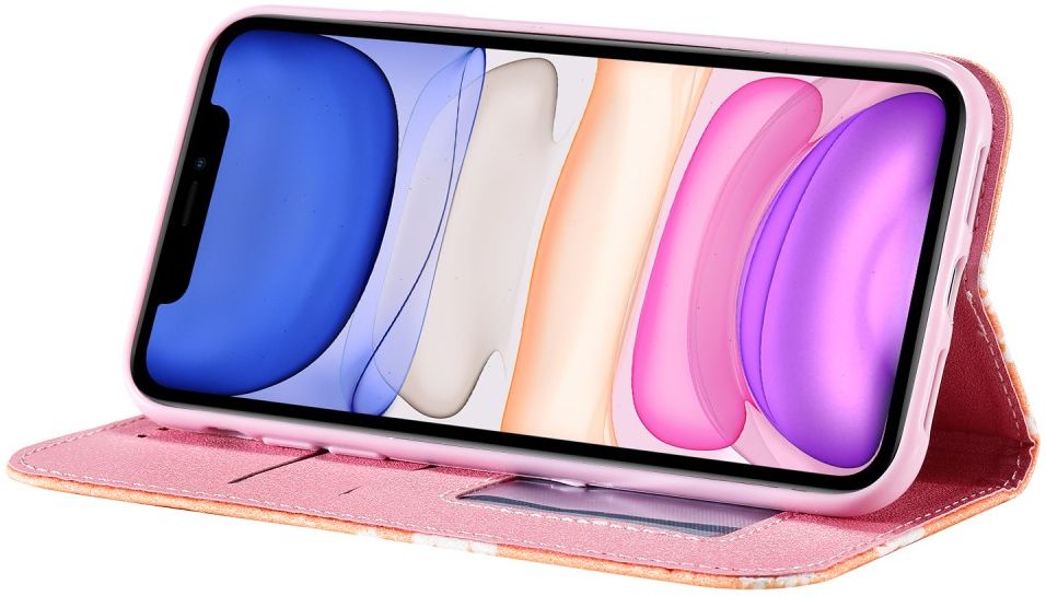 Apple iPhone 11 Daisy Bloemen Print Book Case Oranje afbeelding 2