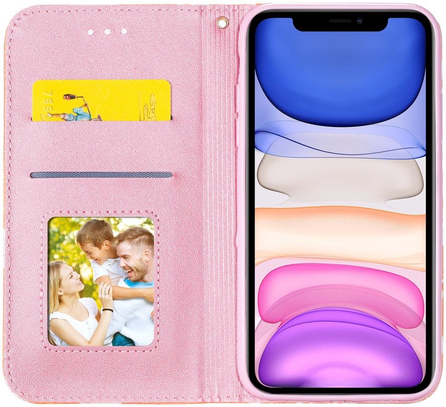 Apple iPhone 11 Daisy Bloemen Print Book Case Oranje afbeelding 4