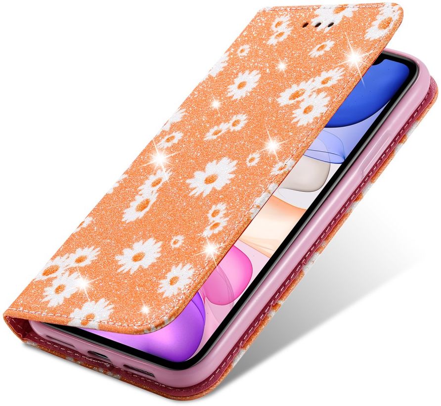 Apple iPhone 11 Daisy Bloemen Print Book Case Oranje afbeelding 1