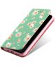 Apple iPhone 11 Pro Portemonnee Hoesje met Bloemen Print Groen