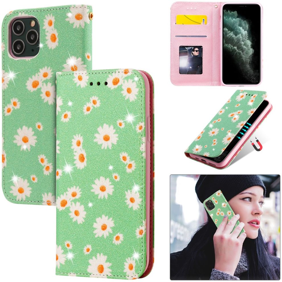 Apple iPhone 11 Pro Portemonnee Hoesje met Bloemen Print Groen afbeelding 18