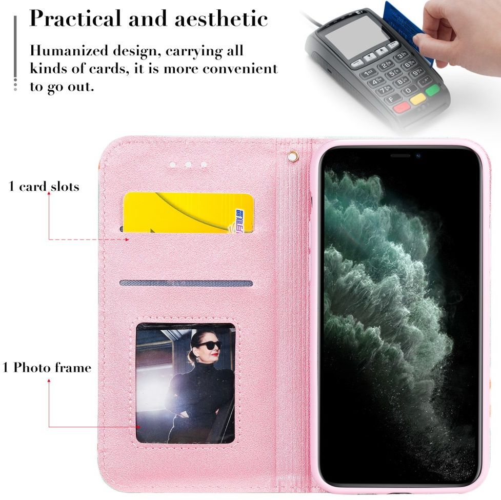 Apple iPhone 11 Pro Portemonnee Hoesje met Bloemen Print Groen afbeelding 12