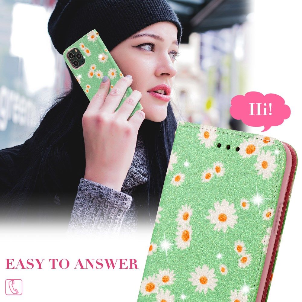 Apple iPhone 11 Pro Portemonnee Hoesje met Bloemen Print Groen afbeelding 14