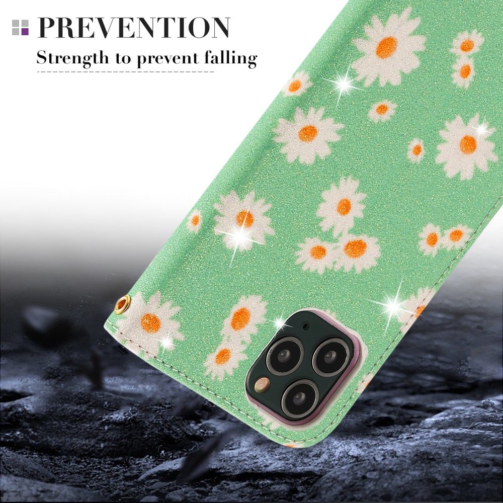 Apple iPhone 11 Pro Portemonnee Hoesje met Bloemen Print Groen afbeelding 15
