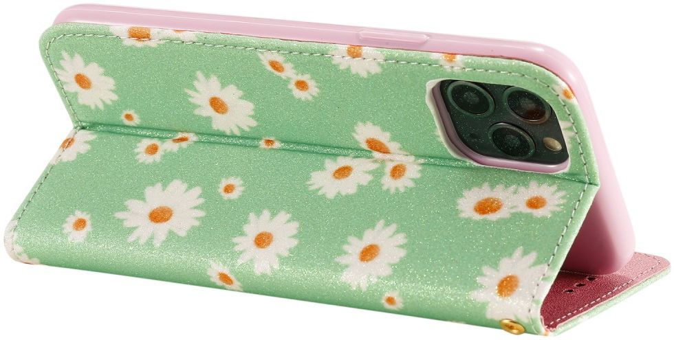 Apple iPhone 11 Pro Portemonnee Hoesje met Bloemen Print Groen afbeelding 5