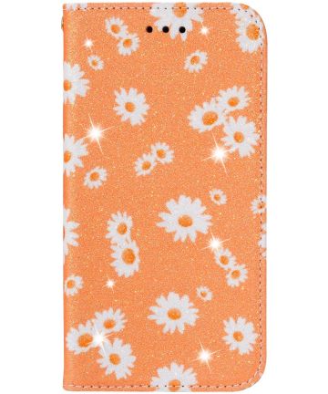 Apple iPhone 11 Pro Portemonnee Hoesje met Bloemen Print Oranje Hoesjes