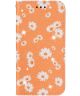 Apple iPhone 11 Pro Portemonnee Hoesje met Bloemen Print Oranje