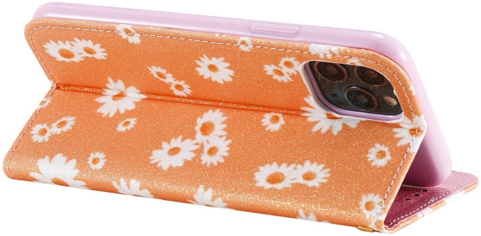 Apple iPhone 11 Pro Portemonnee Hoesje met Bloemen Print Oranje afbeelding 11
