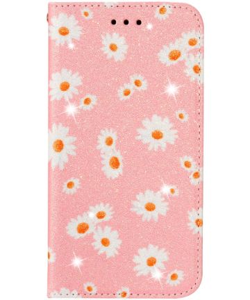 Apple iPhone 11 Pro Portemonnee Hoesje met Bloemen Print Roze Hoesjes