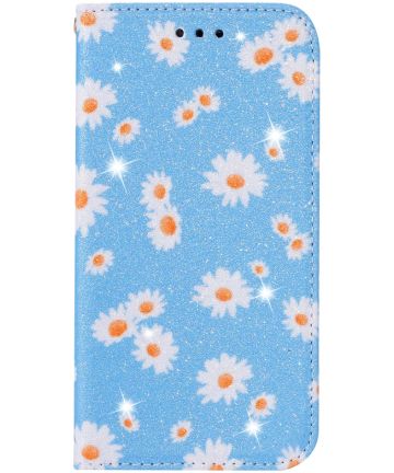 Apple iPhone 11 Pro Portemonnee Hoesje met Bloemen Print Blauw Hoesjes